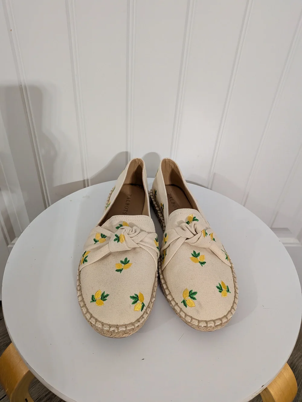 Talbots Izzy Lemon Knotted Canvas Espadrilles Flats